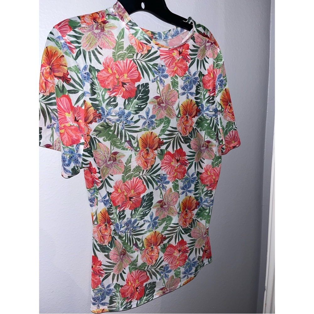 SHEIN Multicolor Floral Short Sleeve Top